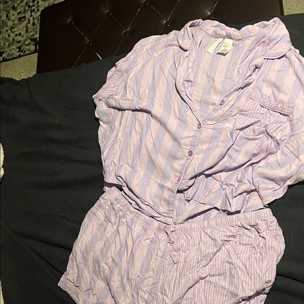 Lavender Striped Women's Pajama Set